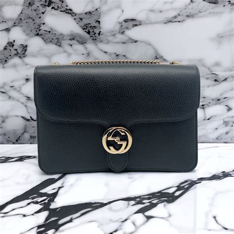 sac gucci interlocking noir|Gucci shoulder bag.